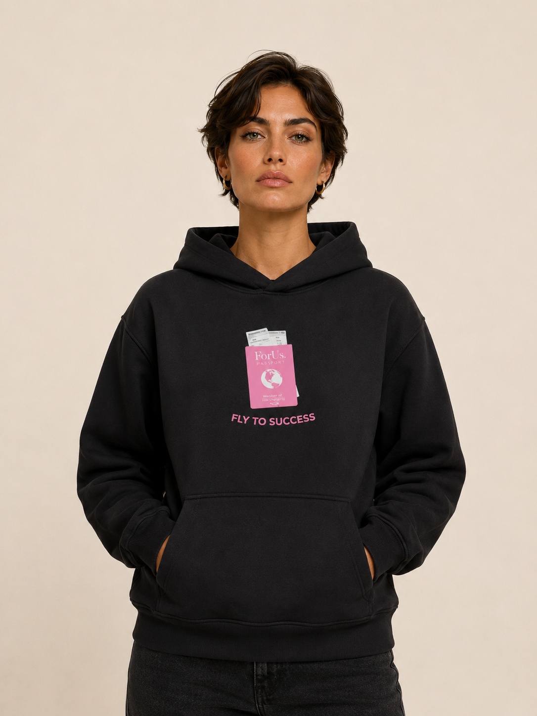 Women - FLY TO SUCCESS Black Hoodie