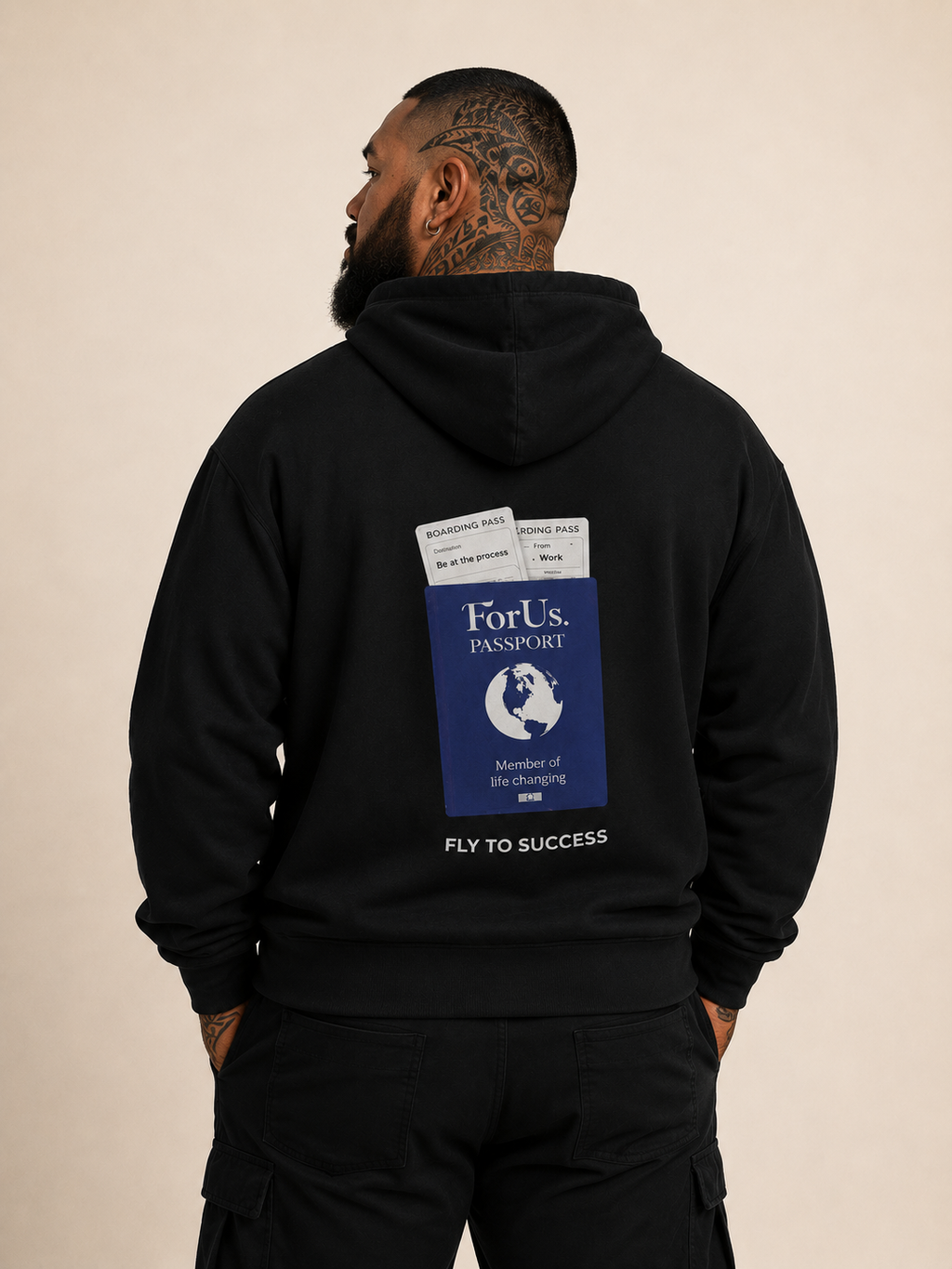 Men - FLY TO SUCCESS Black Hoodie