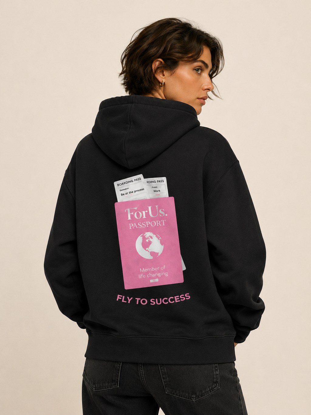 Women - FLY TO SUCCESS Black Hoodie